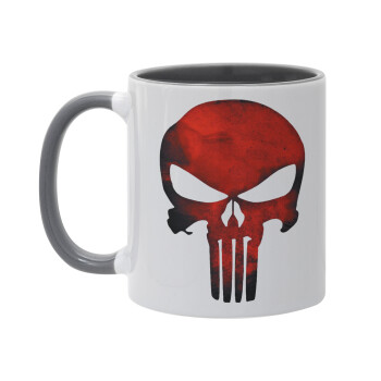 Red skull, Mug colored grey, ceramic, 330ml