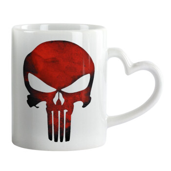 Red skull, Mug heart handle, ceramic, 330ml