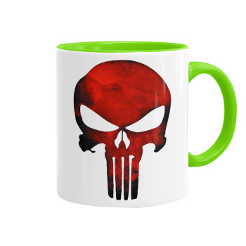 Red skull, Mug colored light green, ceramic, 330ml