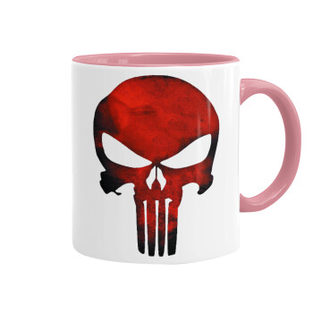 Red skull, Mug colored pink, ceramic, 330ml