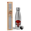 Easter Set, metallic Inox water bottle (750ml) & aromatic flat Easter candle (30cm) (GRAY)