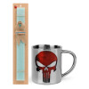 Easter Set, metallic thermal cup (300ml) & aromatic flat Easter candle (30cm) (TURQUOISE)