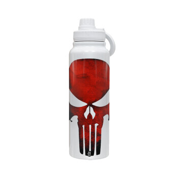 Red skull, 1L Stainless Steel Thermal Bottle with Phone Holder & Double Wall Insulation