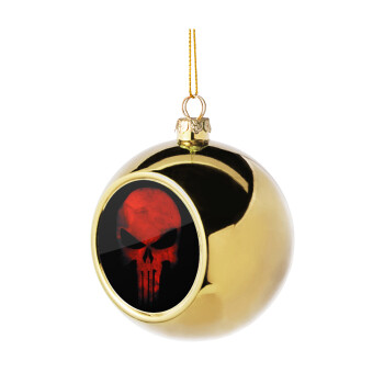 Red skull, Χριστουγεννιάτικη μπάλα δένδρου Χρυσή 8cm