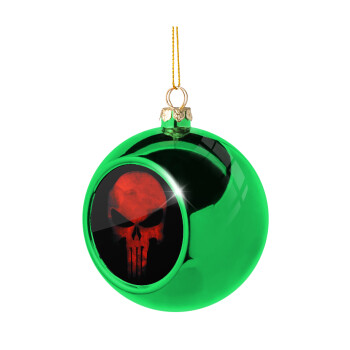 Red skull, Χριστουγεννιάτικη μπάλα δένδρου Πράσινη 8cm
