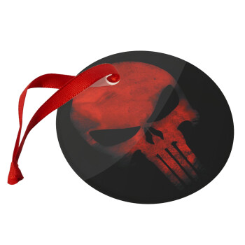 Red skull, Χριστουγεννιάτικο στολίδι γυάλινο 9cm
