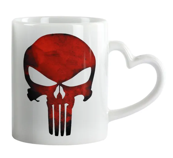 Red skull — Mug heart handle, ceramic, 330ml