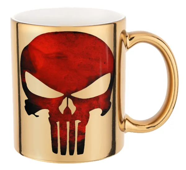 Red skull — Mug ceramic, gold mirror, 330ml