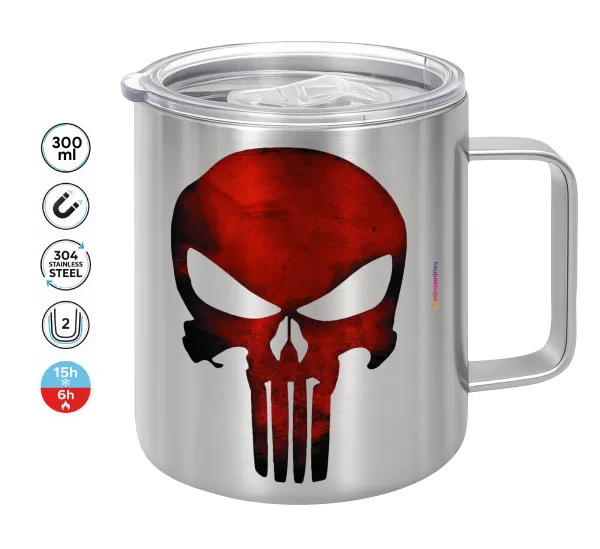 Red skull — Double-walled stainless steel mug 300ml with temperature-retaining lid