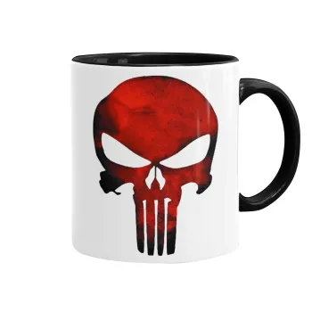 Red skull, Κούπα χρωματιστή μαύρη, κεραμική, 330ml