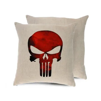 Red skull, Μαξιλάρι καναπέ ΛΙΝΟ 40x40cm περιέχεται το  γέμισμα