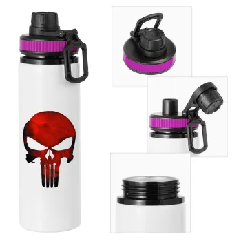 Red skull, Metallic water bottle with safety lid, 850ml aluminum
