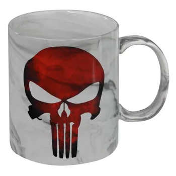 Red skull, Mug ceramic marble style, 330ml