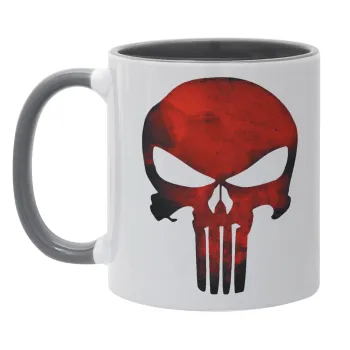 Red skull, Κούπα χρωματιστή γκρι, κεραμική, 330ml