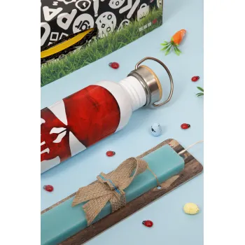 Red skull, Πασχαλινή Λαμπάδα με παγούρι μεταλλικό (620ml, stainless steel) & κερί αρωματικό πλακέ (30cm) (ΤΙΡΚΟΥΑΖ)