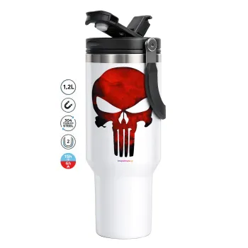 Red skull, Mega Tumbler με καπάκι, διπλού τοιχώματος (θερμό) 1,2L