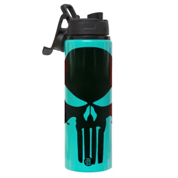 Red skull, Μεταλλικό παγούρι νερού με καπάκι ασφαλείας, αλουμινίου 850ml