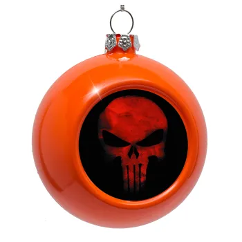 Red skull, Orange Christmas tree ornament bauble 8cm