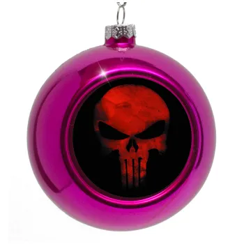 Red skull, Στολίδι Χριστουγεννιάτικη μπάλα δένδρου Μωβ 8cm