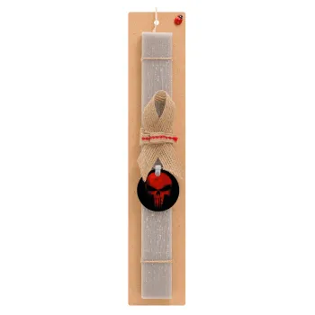 Red skull, Easter Set, wooden keychain & scented Easter candle flat (30cm) (GRAY)