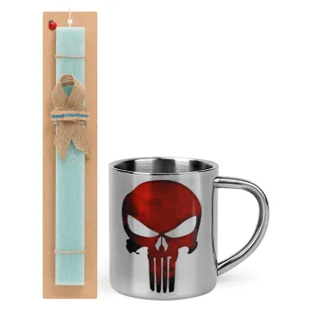 Red skull, Πασχαλινή Λαμπάδα με μεταλλική κούπα θερμό (300ml) & κερί αρωματικό πλακέ (30cm) (ΤΙΡΚΟΥΑΖ)