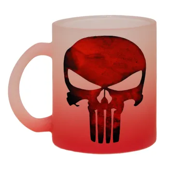 Red skull, Κούπα γυάλινη δίχρωμη με βάση το κόκκινο ματ, 330ml