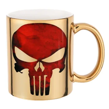 Red skull, Κούπα κεραμική, χρυσή καθρέπτης, 330ml