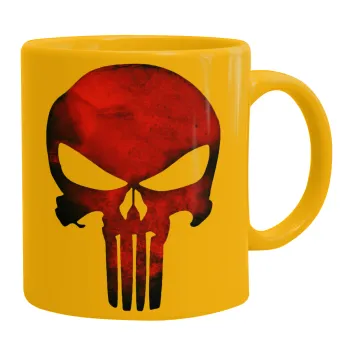 Red skull, Κούπα, κεραμική κίτρινη, 330ml