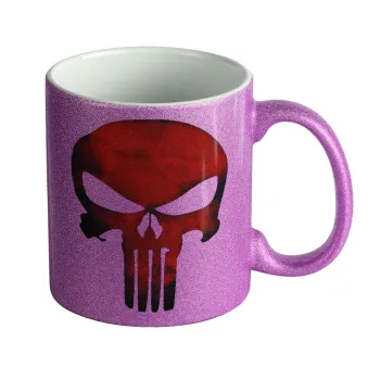 Red skull, Κούπα Μωβ Glitter που γυαλίζει, κεραμική, 330ml