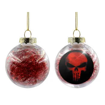 Red skull, Transparent Christmas tree ball ornament with red filling 8cm