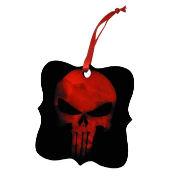 Red skull, Christmas ornament polygon wooden 7.5cm