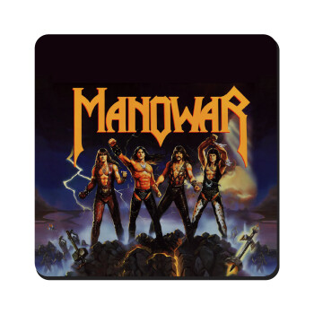 Manowar Fighting the world, Τετράγωνο μαγνητάκι ξύλινο 9x9cm