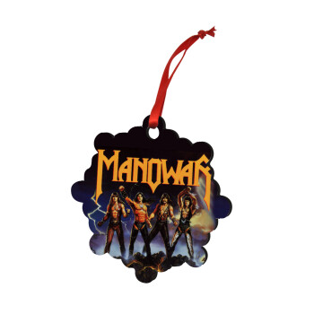 Manowar Fighting the world, Christmas ornament snowflake wooden 7.5cm