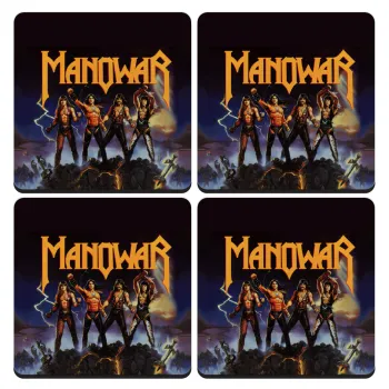 Manowar Fighting the world, ΣΕΤ 4 Σουβέρ ξύλινα τετράγωνα (9cm)