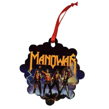 Manowar Fighting the world, Christmas ornament snowflake wooden 7.5cm