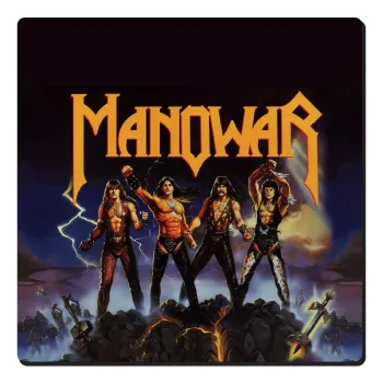 Manowar Fighting the world, Τετράγωνο μαγνητάκι ξύλινο 6x6cm