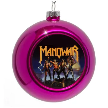 Manowar Fighting the world, Purple Christmas tree ornament bauble 8cm