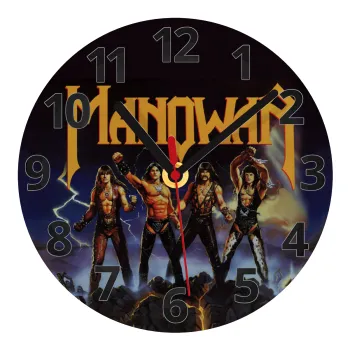 Manowar Fighting the world, Ρολόι τοίχου γυάλινο (20cm)