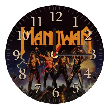 Manowar Fighting the world, Ρολόι τοίχου ξύλινο plywood (20cm)