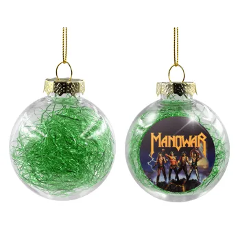 Manowar Fighting the world, Στολίδι Χριστουγεννιάτικη μπάλα δένδρου διάφανη με πράσινο γέμισμα 8cm