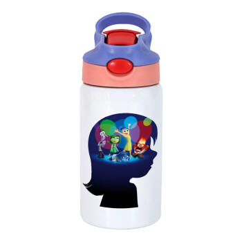 Τα Μυαλά που Κουβαλάς, Children's hot water bottle, stainless steel, with safety straw, pink/purple (350ml)