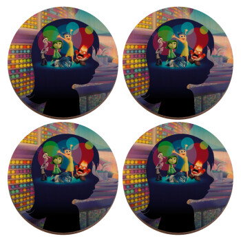 Τα Μυαλά που Κουβαλάς, ΣΕΤ x4 Σουβέρ ξύλινα στρογγυλά plywood (9cm)