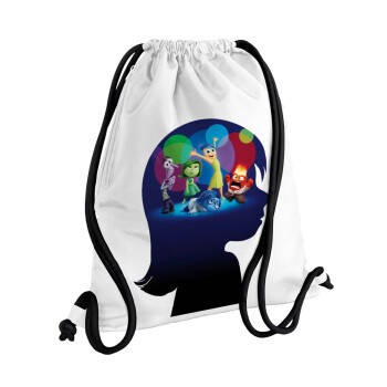 Τα Μυαλά που Κουβαλάς, Backpack pouch GYMBAG white, with pocket (40x48cm) & thick cords