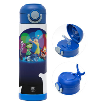 Τα Μυαλά που Κουβαλάς, Παιδικό παγούρι θερμό, ανοξείδωτο, με καλαμάκι ασφαλείας, ΜΠΛΕ (500ml)