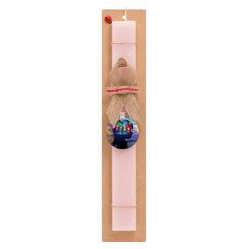 Τα Μυαλά που Κουβαλάς, Easter Set, wooden keychain & scented flat Easter candle (30cm) (PINK)