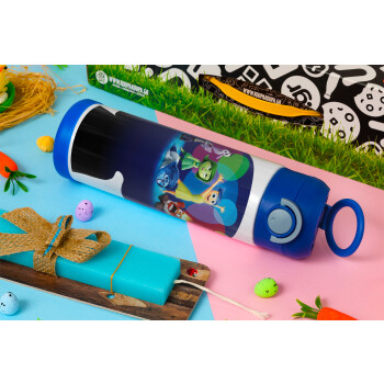 Τα Μυαλά που Κουβαλάς, Easter candle, Childrens hot water bottle, stainless steel, with safety straw, BLUE (500ml)