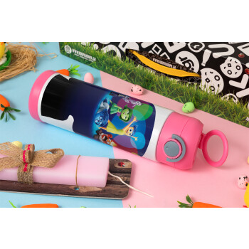 Τα Μυαλά που Κουβαλάς, Πασχαλινή Λαμπάδα με Παιδικό παγούρι θερμό, ανοξείδωτο, με καλαμάκι ασφαλείας, ΡΟΖ (500ml)