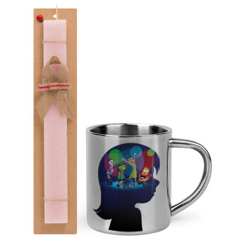 Τα Μυαλά που Κουβαλάς, Easter Set, metallic thermal cup (300ml) & aromatic flat Easter candle (30cm) (PINK)