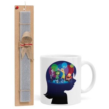 Τα Μυαλά που Κουβαλάς, Easter Set, Ceramic Cup (330ml) & Easter aromatic flat candle (30cm) (GRAY)