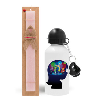Τα Μυαλά που Κουβαλάς, Easter Set, metallic aluminum bottle (500ml) & aromatic flat Easter candle (30cm) (PINK)